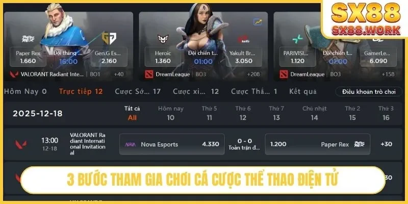 3 bước tham gia chơi cá cược thể thao điện tử